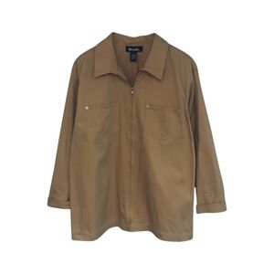 Denim&Co Vintage Lightweight Jacket Women’s Large Tan Khaki Utility